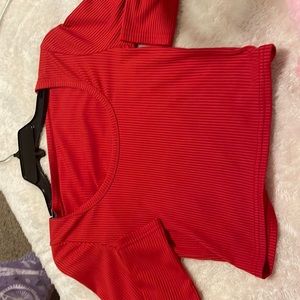 Red long sleeve square neck shirt